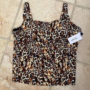 NWT Swimsuits for all Tankini Top Womens 24 leopard print adjustable padded bra